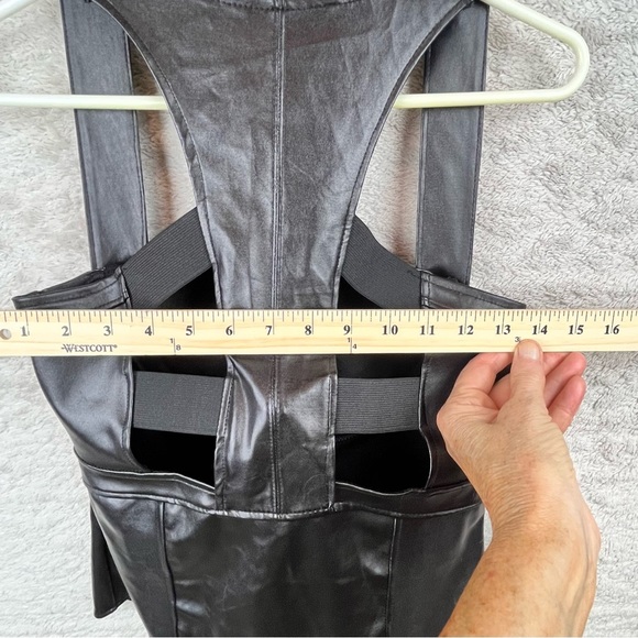 Black Faux Leather Bustier Large Coquette Goth Sexy - Picture 16 of 16